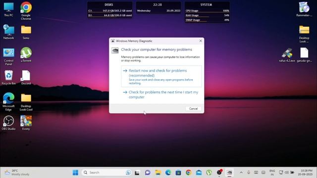 MEMORY DIAGONITIC - The Memory Diagnostic Tool is used to verify and test the RAM.