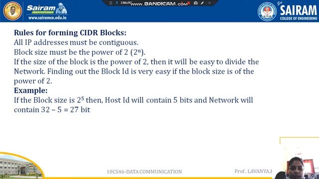 Lecture videos_18cs46_module 4_Classful and CIDR Addressing_Lavanya.k