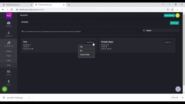 How To Create An Artist And Label On ITAAW