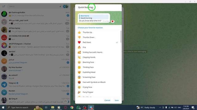 How To Change Quick Reaction Emoji in Telegram On PC