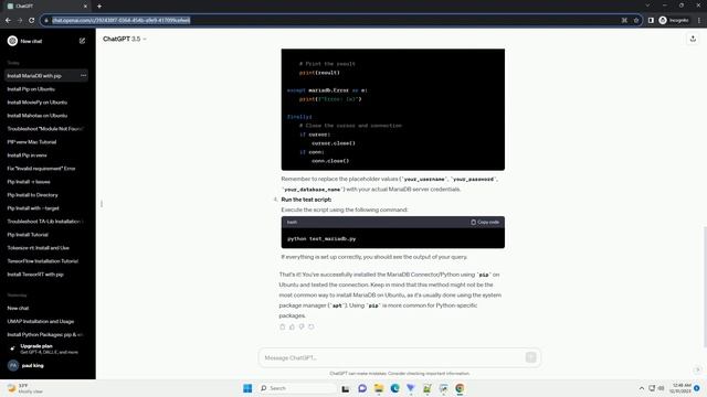 pip install mariadb ubuntu