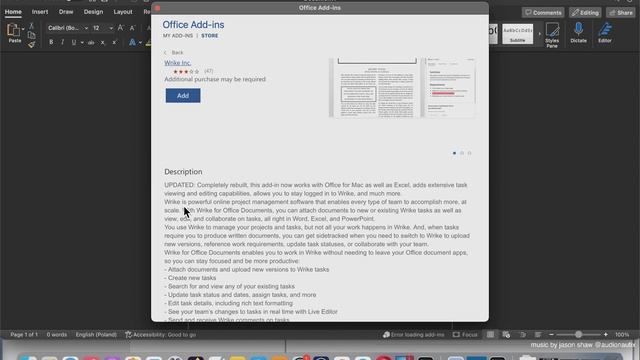 Wrike for Office Documents MAC OS add-in/add-on/plugin WORD