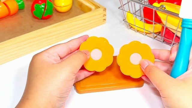 ASMR- Satisfying cutting fruits and vegetables with yellow banana and red apple! Oddly satisfying