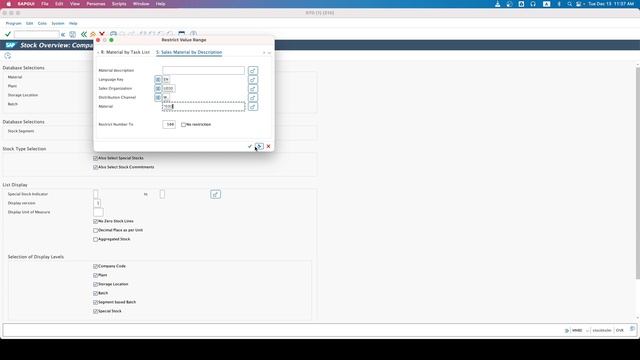 SAP Sales & Distribution | Step 10: Check Stock Status | Mac OS