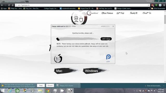 Jailbreaking an iPhone 4 (7.1.2) with Pangu