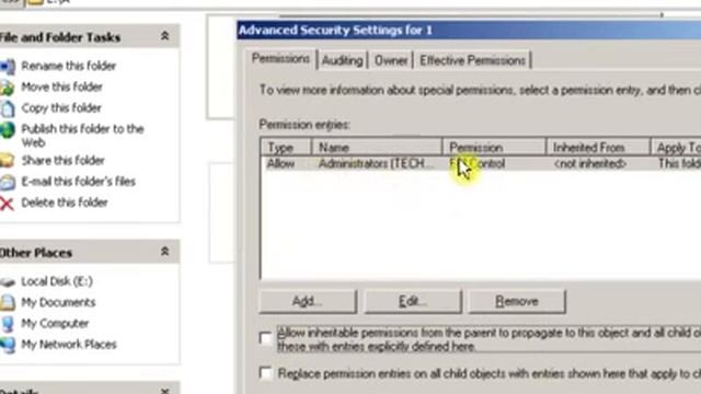 16 How inheritance affects file and folder permissions in Windows Server 2003