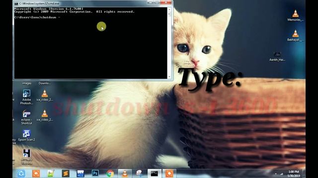 Shutdown Timer in window 7,8,10. Shortcut key trick