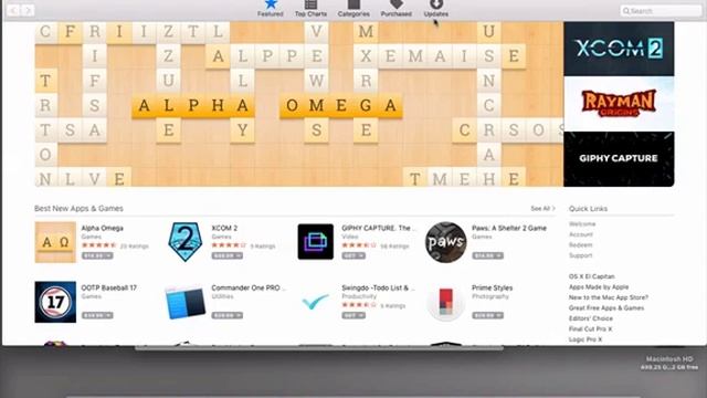 Preferências do Sistema - Appstore no Mac El Capitan