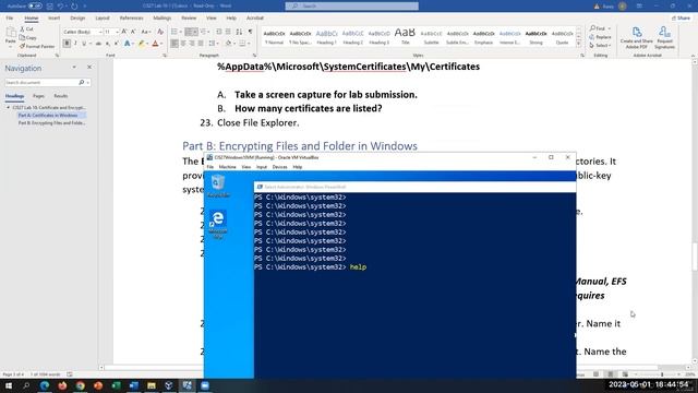 CIS27 Lab 10: Windows 10 MMC, Services, EFS for encryption