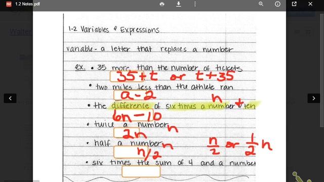 1.2 Variables and expressions