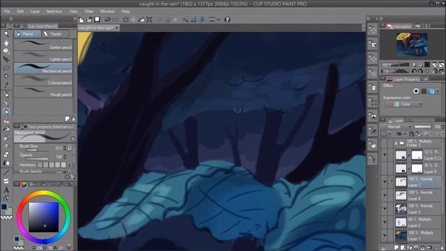 Speed Painting: Caught in the rain [Original]