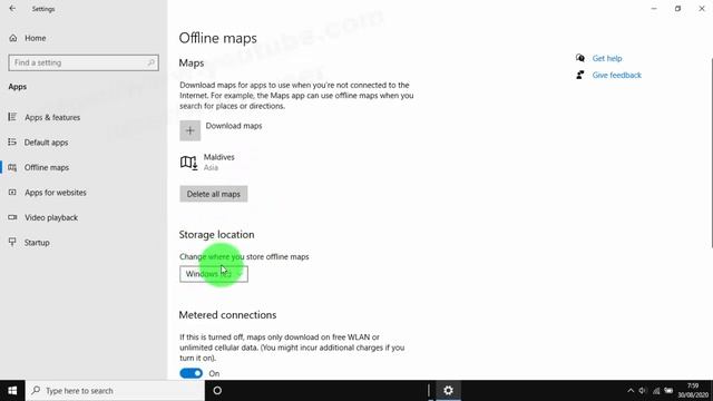 Windows 10 Home : How to change offline Maps storage location