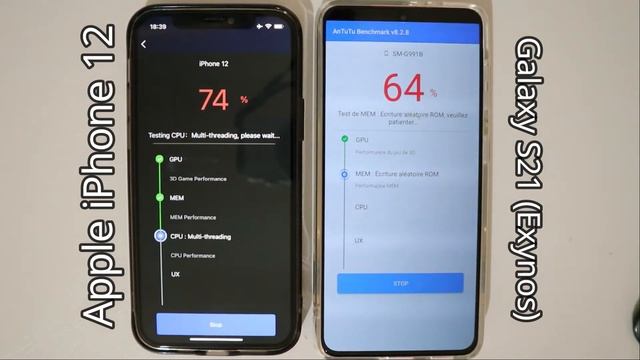 ANTUTU BENCHMARK RACE - IPHONE 12 vs GALAXY S21 (Exynos 2100)