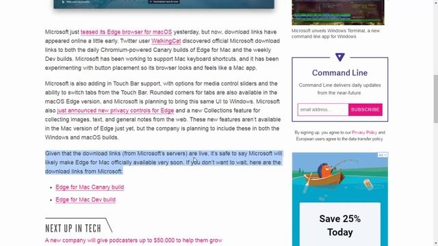 Microsoft's Edge browser for Mac Leaks