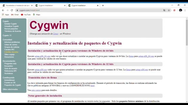 Instalación de emulador de linux cygwin