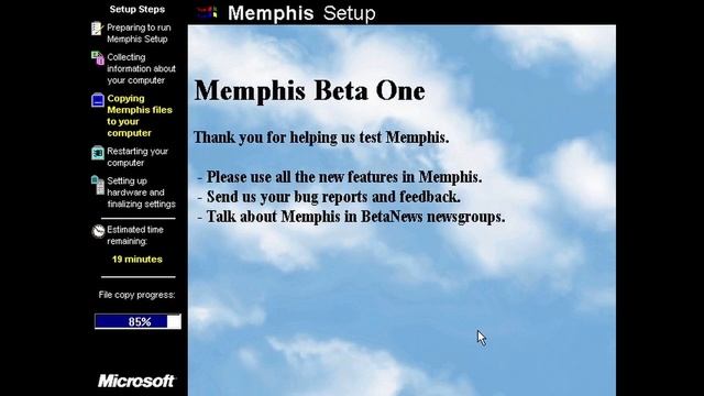 Installing Windows Memphis/Windows 98 build 1513