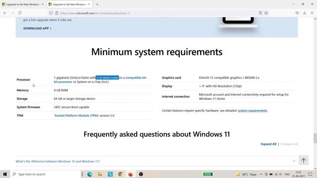 Windows 11 Minimum System Requirements to install Windows 11 in Laptop or PC