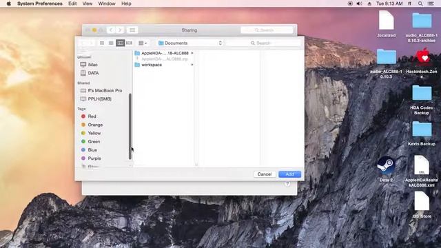 SHARING FOLDER ON MAC OS