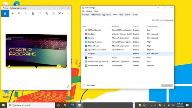 How to disable and Enable startup programs in Windows 10