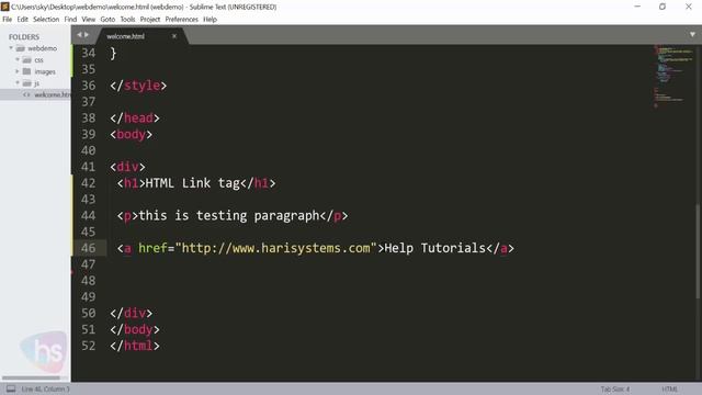 Web development tutorial | How to Create Links in HTML5 | Sekharmetla | Harisystems