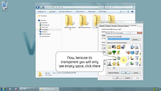 2014 Windows 7 Ultimate 64 bit - How to make folder icons almost invisible