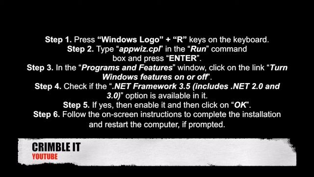 Install .Net Framework 3.5 on Windows 10
