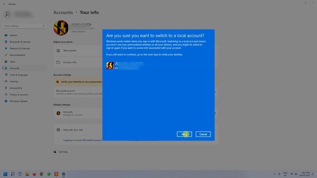 how to delete or signout Microsoft account in windows 11