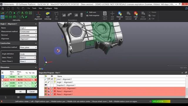 Контроль плоскостей в VXinspect