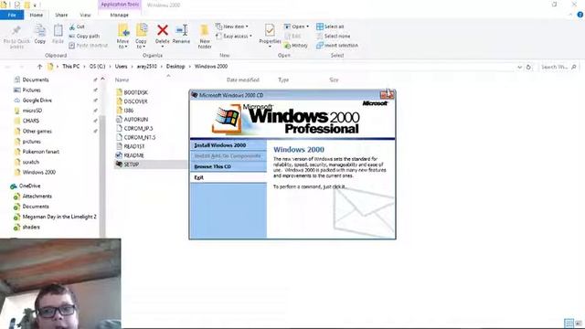 I try to install windows 2000 from a disk on my windows 10 computer