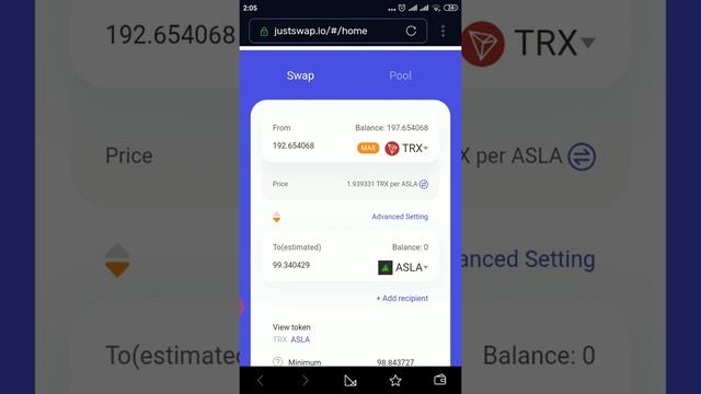 Видеоинструкция как приобрести токены ASLA через обменник JustSwap .