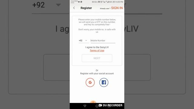 How to register and signin in Sony live app wacht videos