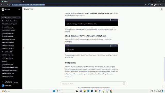 pip install tensorflow for mac