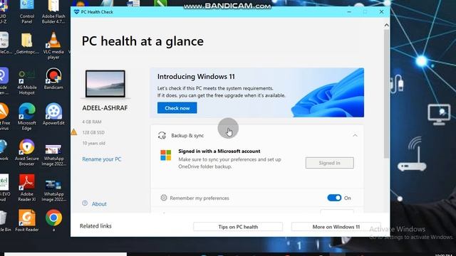 How check Pc Health for window 11