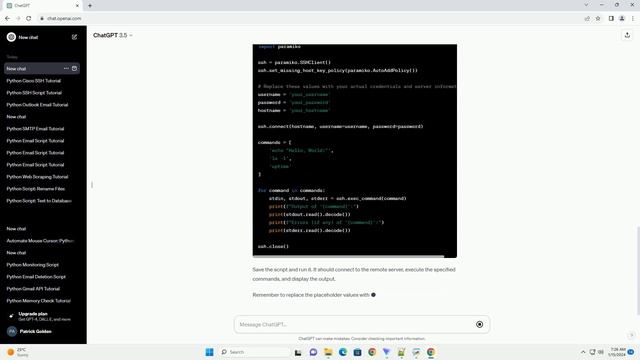 python script to ssh and run multiple commands