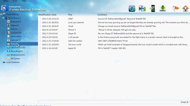 Extract iPhone Notes from iTunes Backup