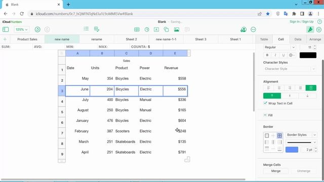 How to add borders to rows in Apple Numbers (Spreadsheet) on Mac
