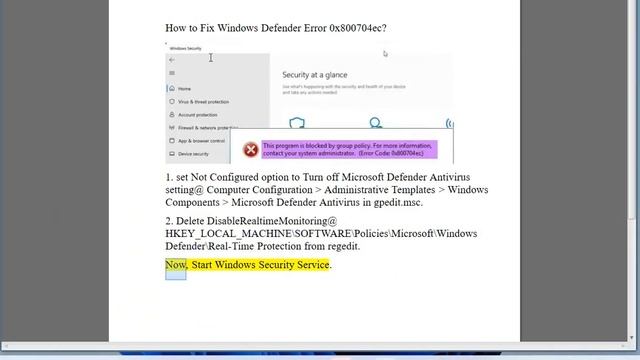 Fix Windows Defender Error 0x800704ec
