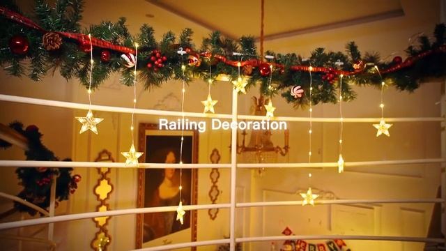 Quntis Star Christmas Window Lights, 76LED 9 Stars Battery Operated Christmas Star Curtain Lights