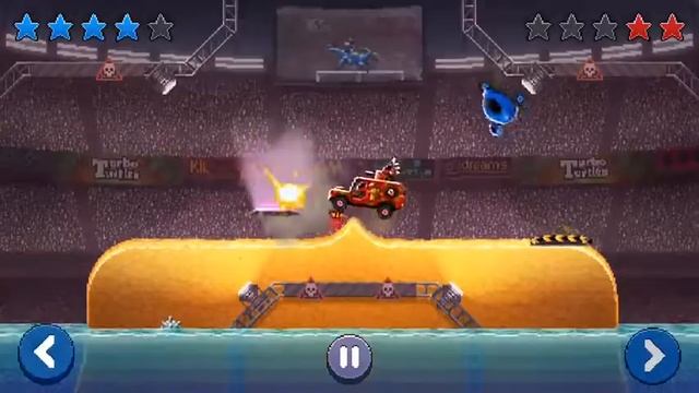 Drive Ahead! Replay: Helmet car vs. Gun Truck.