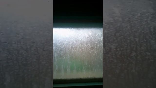 Too much cold in the morning that window glass pans have ice