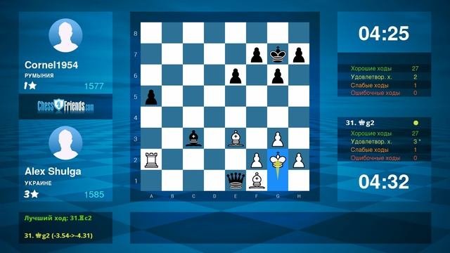 Chess Game Analysis: Alex Shulga - Cornel1954 : 1-0 (By ChessFriends.com)