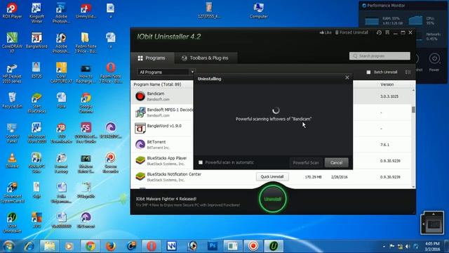 Power full uninstalling by IObit Uninstaller