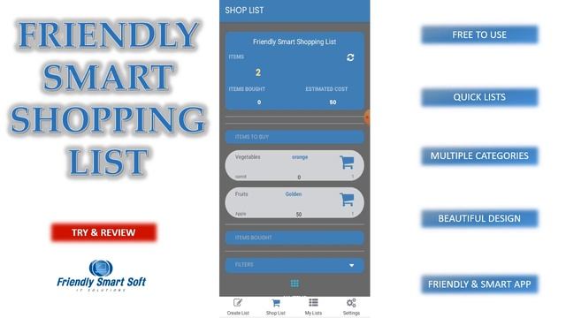 Friendly Smart Shopping List Review - Mobile App for Android and iOS - COMING THIS SPRING 2022