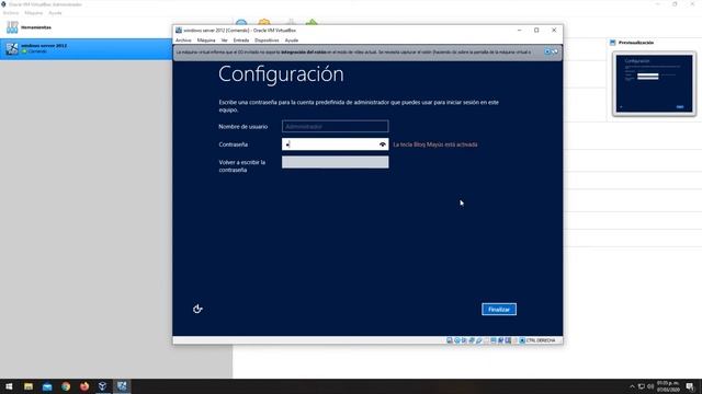 Instalación de Sistema Operativo Windows Server 2012 en Virtual Box