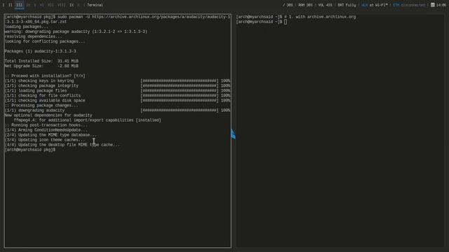 How to downgrade package on Archlinux