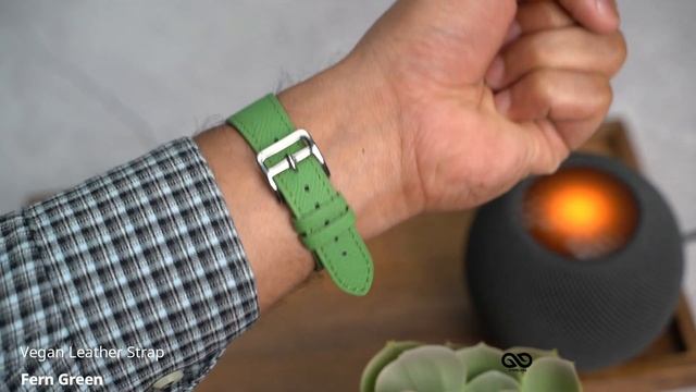 Fern Green Vegan Leather Strap For Apple Watch 42/44/45mm