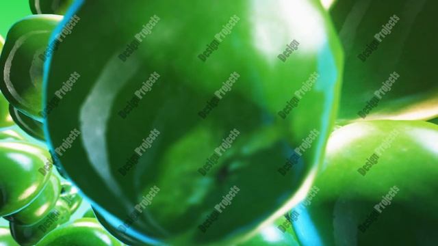 Falling fresh green apple on green background