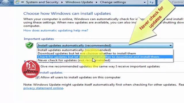 How To Disable Windows 7 Updates | Mirza Computers