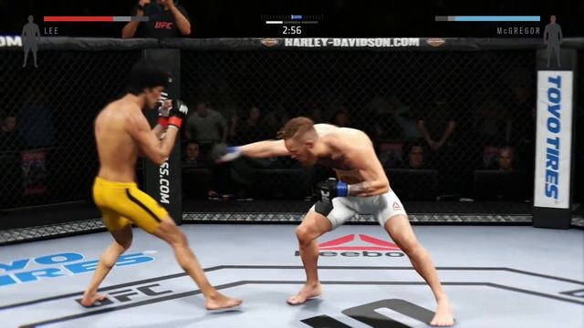 Bruce Lee vs. Conor McGregor jumping switch kick ( EA sports UFC 2 ) KO Knockout
