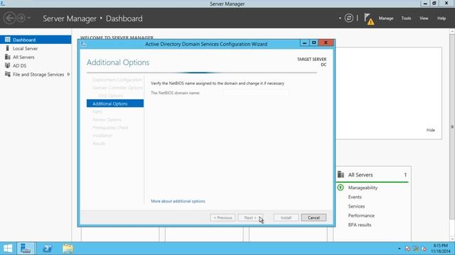 Install active directory on server 2012 r2